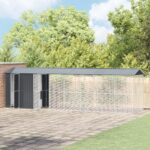 vidaXL Klietka pre vtáky s predĺžením antracitová 210x838x247 cm oceľ – Obrázok 3