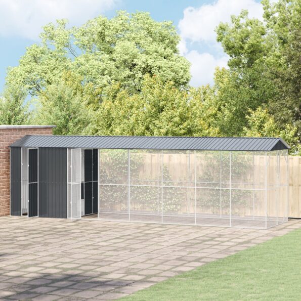 vidaXL Klietka pre vtáky s predĺžením antracitová 210x838x247 cm oceľ – Obrázok 3