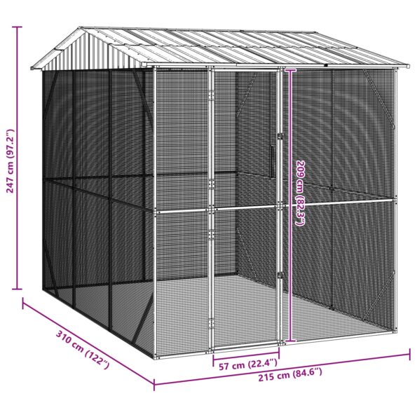 vidaXL Klietka pre vtáky Antracitová 310x227x247 cm Oceľ – Obrázok 10