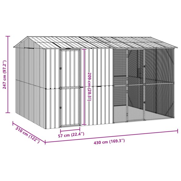 vidaXL Klietka pre vtákov Antracit 430 x 310 x 247 cm Pozinkovaná oceľ – Obrázok 9