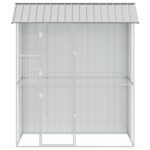 vidaXL Klietka pre vtáky Šedá 215x110x247 cm Oceľ – Obrázok 6