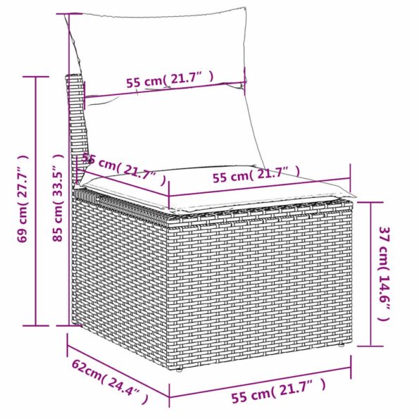 vidaXL 4-dielna záhradná sedacia súprava s vankúšmi hnedá polyratanová – Obrázok 13