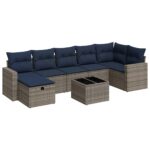 vidaXL 8-dielna záhradná súprava pohoviek s vankúšmi sivá polyratanová – Obrázok 2