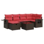 vidaXL 7-dielna záhradná súprava pohoviek s vankúšmi hnedá polyratan – Obrázok 2