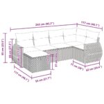 vidaXL 6-dielna záhradná sedacia súprava s vankúšmi hnedá polyratanová – Obrázok 13