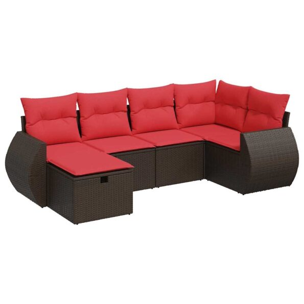 3325590_2.jpg vidaXL 6-dielna záhradná sedacia súprava s vankúšmi hnedá polyratanová – Obrázok 2