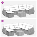 vidaXL 8-dielna záhradná súprava pohoviek s vankúšmi sivá polyratanová – Obrázok 12