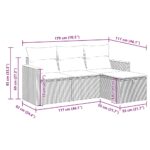 vidaXL 4-dielna záhradná sedacia súprava a vankúše polyratan sivá – Obrázok 12