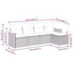 vidaXL 5-dielna záhradná súprava pohoviek s vankúšmi sivá polyratanová – Obrázok 12
