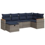 vidaXL 6-dielna záhradná sedacia súprava s podložkami polyratan sivá – Obrázok 2