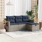 vidaXL 4-dielna záhradná sedacia súprava a vankúše polyratan sivá