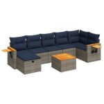 vidaXL 8-dielna záhradná súprava pohoviek s vankúšmi sivá polyratanová – Obrázok 2