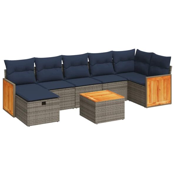 vidaXL 8-dielna záhradná súprava pohoviek s vankúšmi sivá polyratanová – Obrázok 2