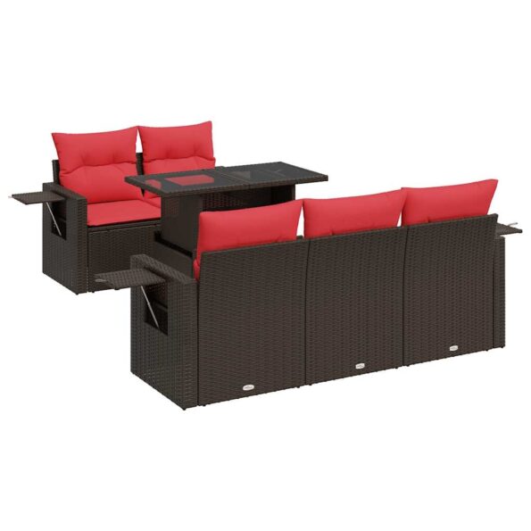 vidaXL 6-dielna záhradná sedacia súprava s podložkami polyratan akácia – Obrázok 2