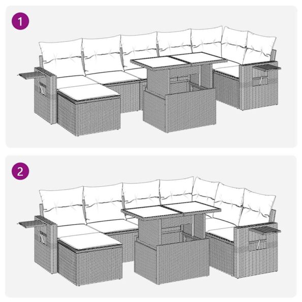 vidaXL 8-dielna záhradná súprava pohoviek s vankúšmi polyratan akácia – Obrázok 13