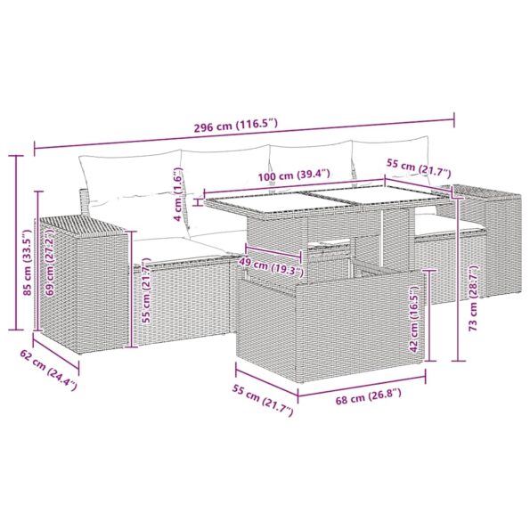vidaXL 5-dielna záhradná súprava pohoviek s vankúšmi sivá – Obrázok 12