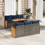 vidaXL 7-dielna záhradná súprava pohoviek s vankúšmi polyratan akácia