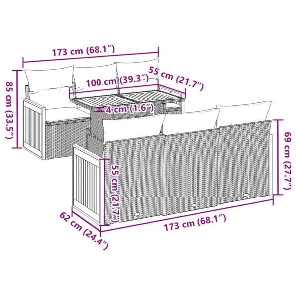 3327673_12.jpg vidaXL 7-dielna záhradná súprava pohoviek s vankúšmi polyratan akácia – Obrázok 12