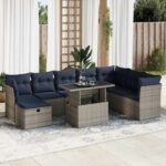 vidaXL 9-dielna záhradná súprava pohoviek s vankúšmi polyratan akácia