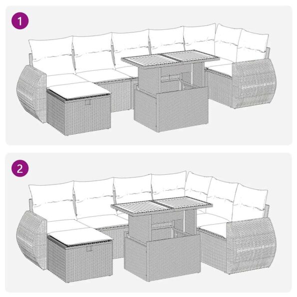 vidaXL 8-dielna záhradná súprava pohoviek s vankúšmi polyratan akácia – Obrázok 13