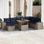 vidaXL 9-dielna záhradná súprava pohoviek s vankúšmi polyratan akácia