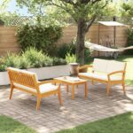 vidaXL 3-dielny bistro set s vankúšmi - solídne akáciové drevo