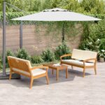 vidaXL 3-dielny bistro set s vankúšmi - solídne akáciové drevo – Obrázok 4