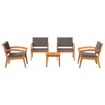 vidaXL 5-dielny bistro set s vankúšmi - Masívne akáciové drevo – Obrázok 7