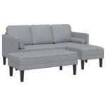 vidaXL Sada pohoviek s vankúšom 2 pcs Svetlosivá Polyester – Obrázok 2