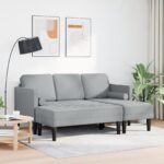 vidaXL Sada pohoviek s vankúšom 2 pcs Svetlosivá Polyester – Obrázok 3
