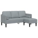 vidaXL Sada pohoviek s vankúšom 2 pcs Svetlosivá Polyester – Obrázok 5