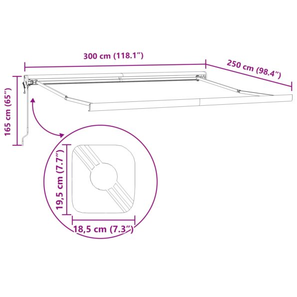 vidaXL Automatická vysúvacia markíza červená 300x250 cm – Obrázok 12