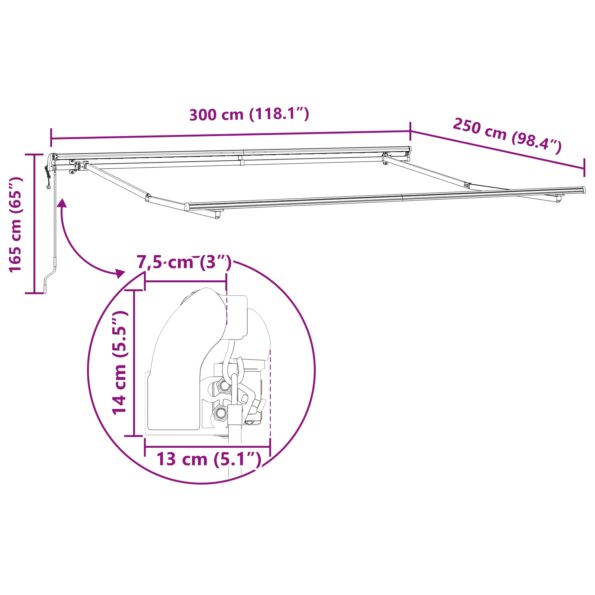 vidaXL automatická vysúvacia markíza zelená a žltá 300x250 cm – Obrázok 11