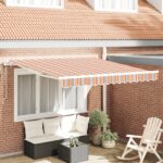 vidaXL Automatická vysúvacia markíza s pruhmi 350x250 cm
