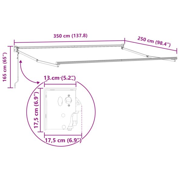 3330366_12.jpg Automatická vysúvacia markíza vidaXL Biela 350x250 cm, Nahradná tkanina markízy vidaXL pre rám 3.5x2.5 m Biela – Obrázok 12