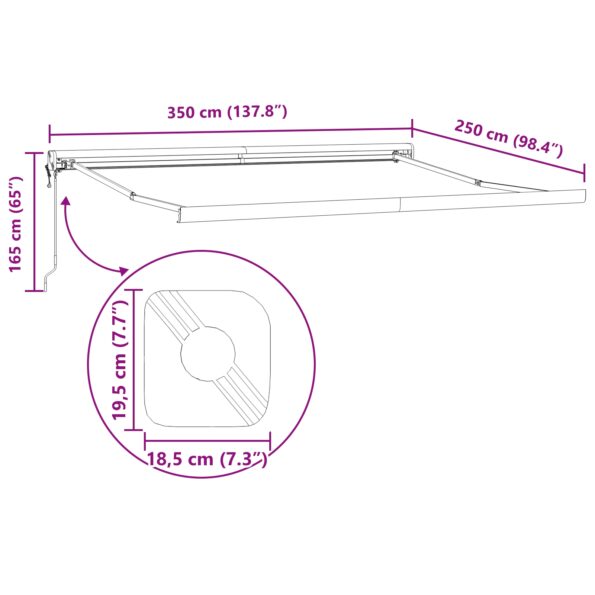 vidaXL Automatická Vysúvacia Markíza Svetlosivá 350x250 cm – Obrázok 12