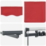 vidaXL Manuálna vysúvacia markíza s LED červená 350x250 cm – Obrázok 8