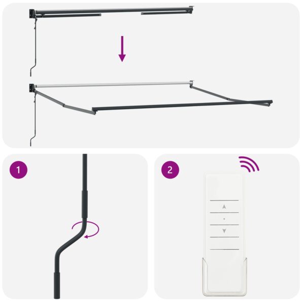 vidaXL Automatická vysúvacia markíza Červená 350x250 cm – Obrázok 9