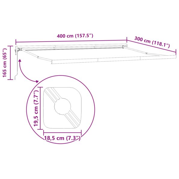 vidaXL Automatická vysúvacia markíza Čierna 400x300 cm – Obrázok 12
