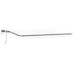 Manuálna Vysúvacia markíza s LED Biela 400x300 cm, Náhradná tkanina markízy vidaXL pre rám 4x3 m Biela – Obrázok 4