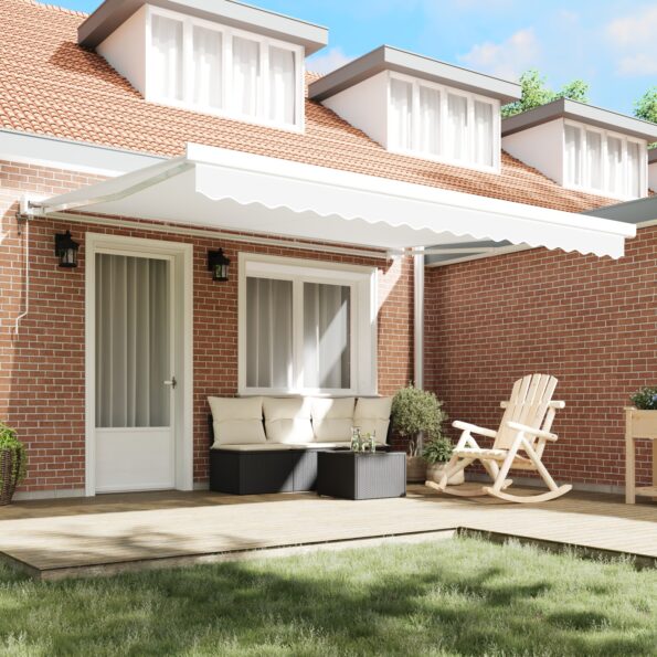 vidaXL Automatická vysúvacia markíza Biela 400x300 cm – Obrázok 3