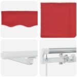 Ručná zasúvacia markíza vidaXL s LED Červená 400x300 cm, Náhradná tkanina markízy vidaXL pre rám 4x3 m Červená – Obrázok 8