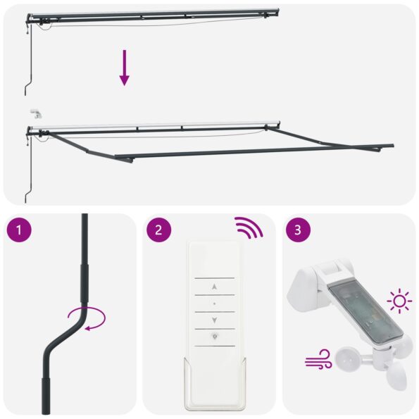 vidaXL Automatická vysúvacia markíza s LED Červená 400x300 cm – Obrázok 11