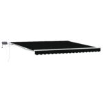 Ručná zasúvacia markíza s LED Čierna 400x350 cm, Náhradná látka markízy vidaXL pre rám 4x3,5 m Čierna – Obrázok 2