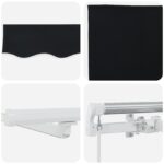 Ručná zasúvacia markíza s LED Čierna 400x350 cm, Náhradná látka markízy vidaXL pre rám 4x3,5 m Čierna – Obrázok 8