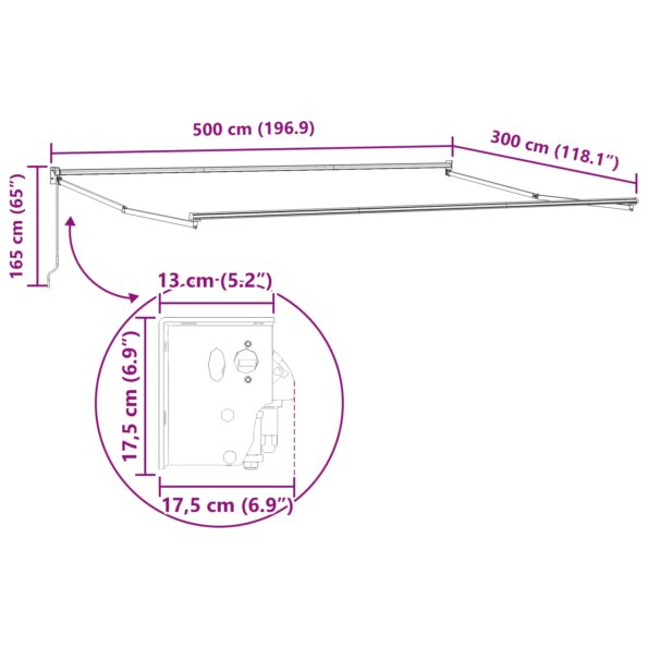 vidaXL Ručná vysúvacia markíza Oranžová a Hnedá 500x300 cm – Obrázok 11