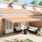 vidaXL Automatická zasúvacia markíza žltá a oranžová 500x300 cm