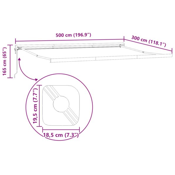 vidaXL Automatická zasúvacia markíza s pruhmi 500x300 cm – Obrázok 12