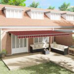 vidaXL Automatická zasúvacia markíza s LED oranžová a hnedá 600x300 cm