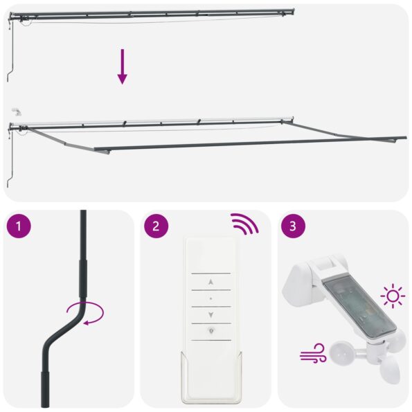 vidaXL Automatická zasúvacia markíza s LED oranžová a hnedá 600x300 cm – Obrázok 11